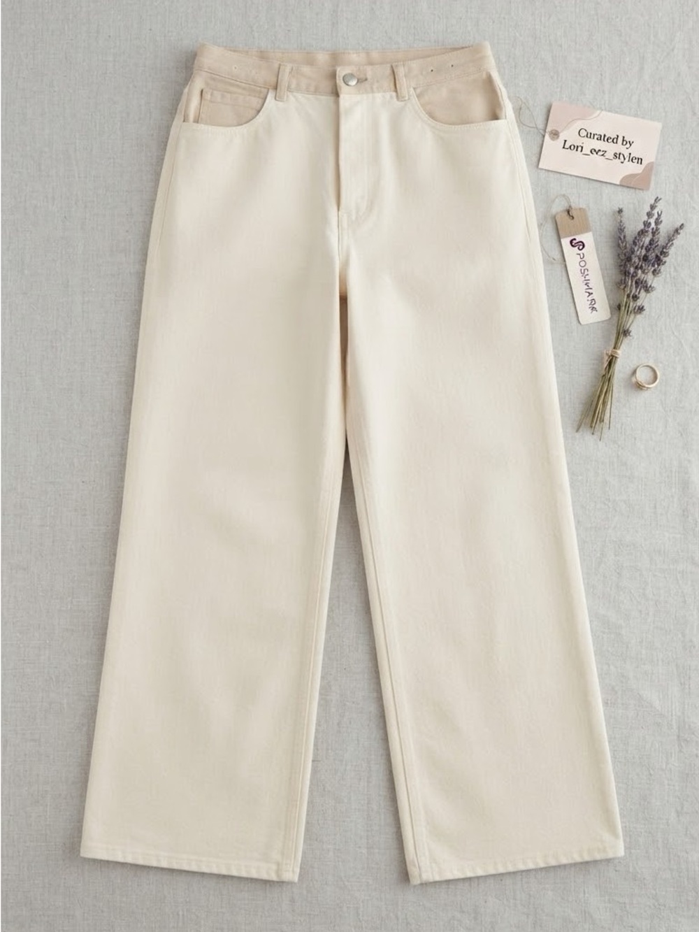 ANTHROPOLOGIE Moon River Cream Wide-Leg High Waist Jeans
